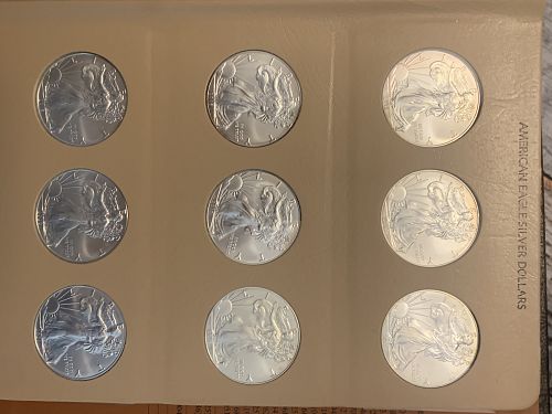 1986-2021 COMPLETE SET AMERICAN SILVER EAGLE BULLION COINS AT 50 DOLLARS EACH 2400.00