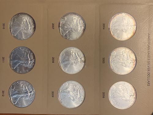 1986-2021 COMPLETE SET AMERICAN SILVER EAGLE BULLION COINS AT 50 DOLLARS EACH 2400.00