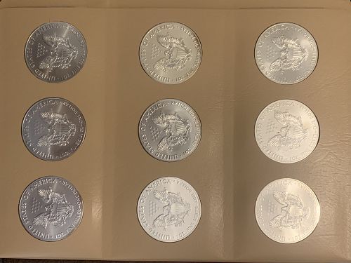 1986-2021 COMPLETE SET AMERICAN SILVER EAGLE BULLION COINS AT 50 DOLLARS EACH 2400.00