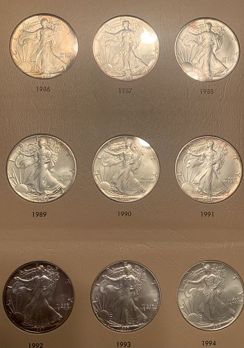 1986-2021 COMPLETE SET AMERICAN SILVER EAGLE BULLION COINS AT 50 DOLLARS EACH 2400.00