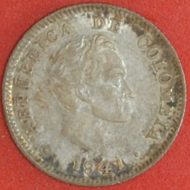 1941 Colombia 10 Centavos VF+