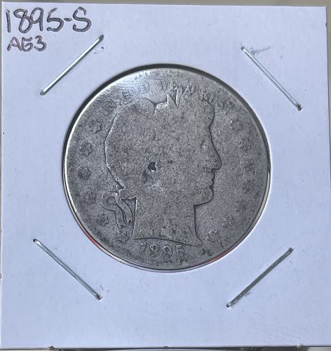 1895-S Barber Silver Half Dollar • High Circulated About Good/AG3 Condition
