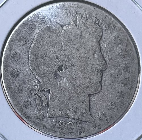 1895-S Barber Silver Half Dollar • High Circulated About Good/AG3 Condition
