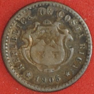 1905 Costa Rica 5 Centimos Fine #2