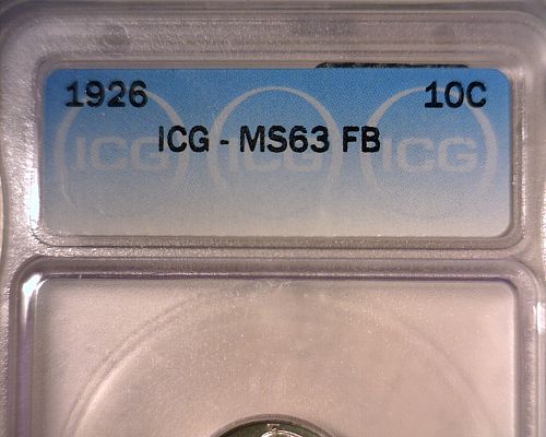 1926 SILVER   MERCURY DIME  ICG MS-63 FB  NICE LOOKING COIN!!