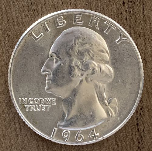 1964 D Washington 90% Silver Quarter  AU 55 # 1264
