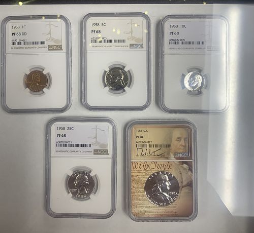 1958 Proof Set, Proof 68 NGC (5 pc)