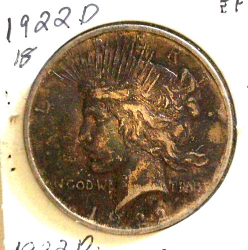 1922 D Peace dollar Dark toned