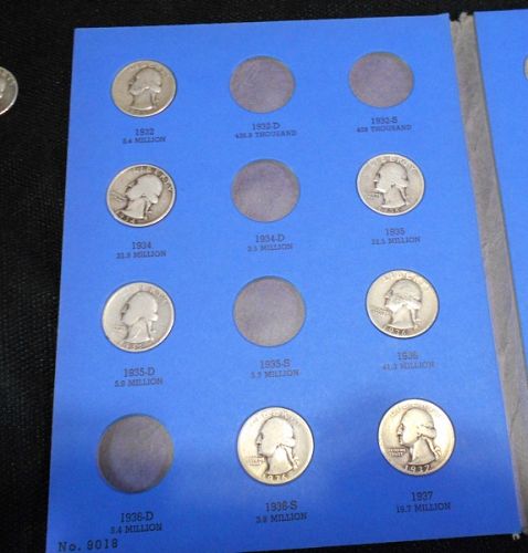 Whitman Washington Quarter Coin Folder w/31 Old Coins, 90% Silver; 1946 to 1964