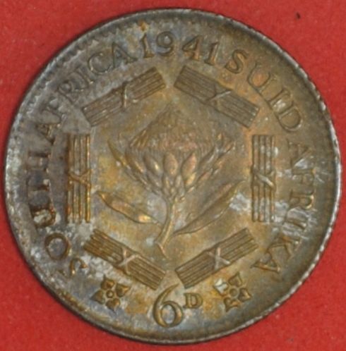 1941 South Africa Sixpence XF #2
