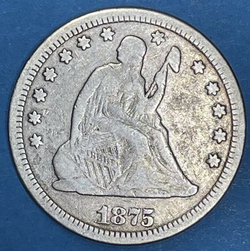 1875 Silver Seated Liberty Quarter