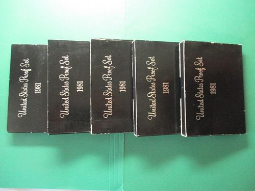 Lot of 5  1981 Type 1 United States Proof Sets.  Item: Lot PS 81 5.