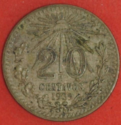1939 Mexico 20 Centavos VF+