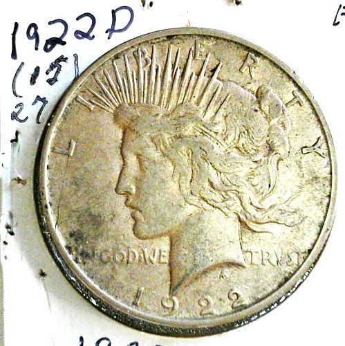 1922 D Peace Dollar. Vam-2AN. R-6