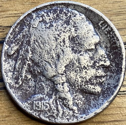 1915 buffalo nickel with FINE details pitted