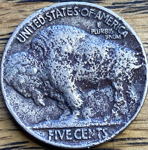 1915 buffalo nickel with FINE details pitted