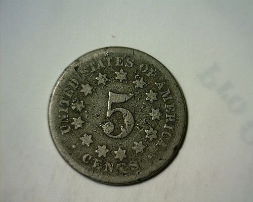 1867   SHIELD  NICKEL   CIRCULATED   NICE LOOKING COIN !!