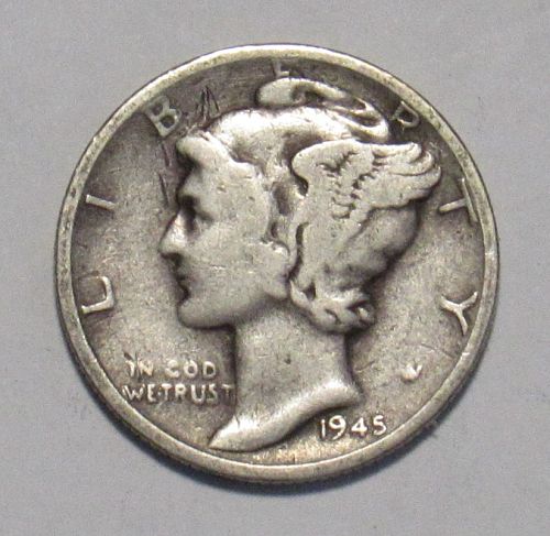 1945 S Mercury Dime: Micro in circulated condition
