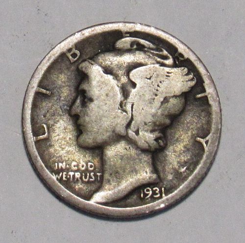 1931 D Mercury Dime in circulated condition