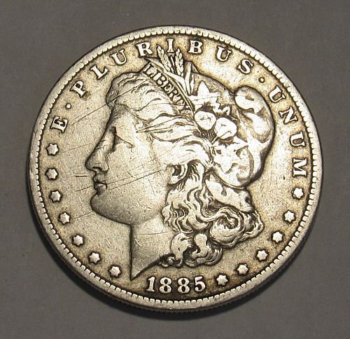 1885 P Morgan Dollar in circulated condition