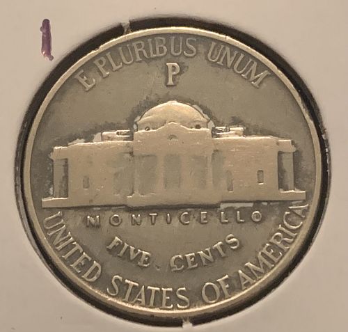1943 P JEFFERSON WAR NICKEL VG COND BIN 2.25