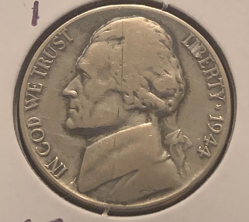 1944 P JEFFERSON WAR NICKEL VF COND BIN 7.50