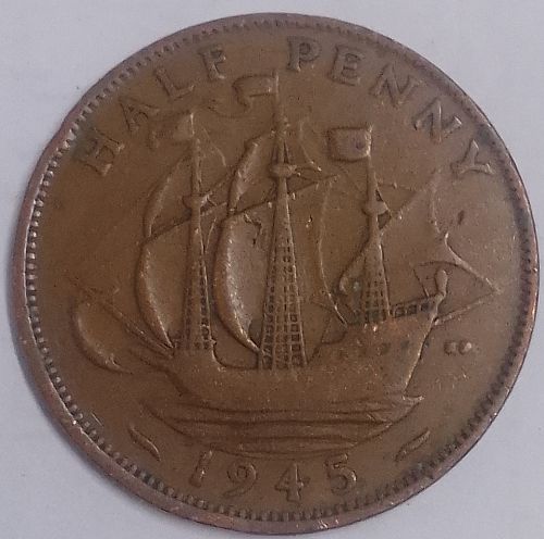 1945  ... 1/2  PENNY   KING GEORGE  6TH COIN