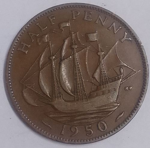 1950  .... 1/2  PENNY   KING GEORGE  6TH COIN