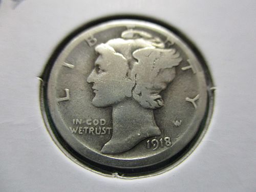 1918-S  Mercury Dime.  Item: 10 M18S-12.