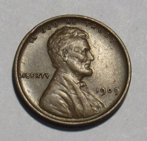 1909 P Lincoln Wheat Cent in circulated condition: VDB