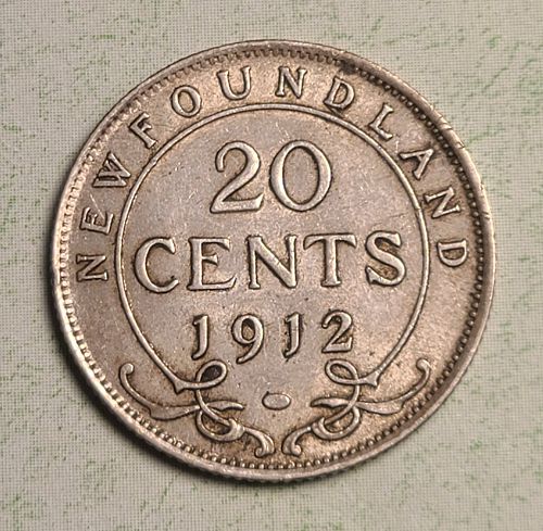 NEWFOUNDLAND 1912 Twenty Cents Almost Uncirculated-50