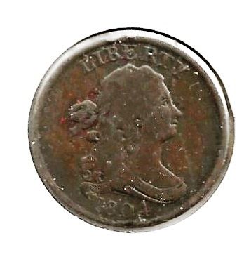 1804  Draped Bust Half Cent: Crosslet 4 -Stems***VG+***