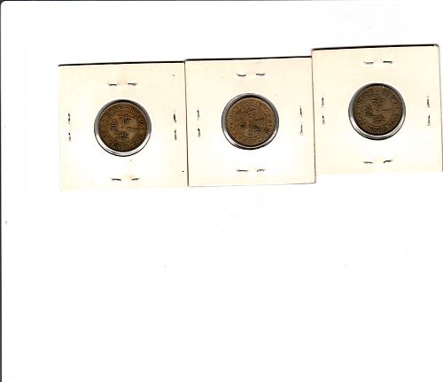 1948 - 1950  HONG KONG 10 CENT PIECES