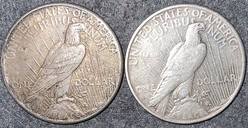 Two (2) Silver Peace Dollars—1923-S & 1925-S