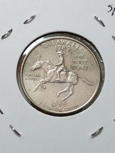 1999 P Delaware State Washington Quarter SPITTING HORSE Die Break Error