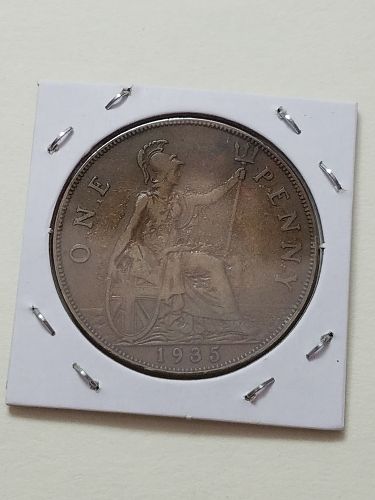 1935 Great Britain One Penny GB UK United Kingdom England George V Smaller Portrait