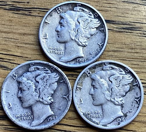 1941 P/D/S 3 coin lot set break