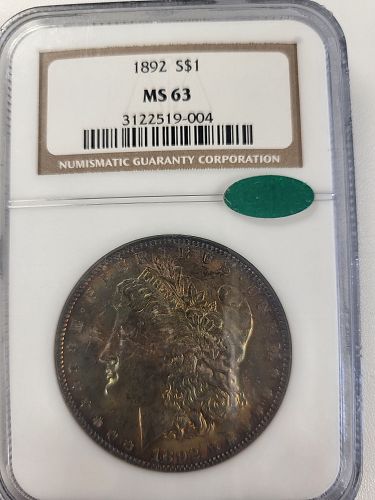 Morgan Dollar 1892 P  MS 63  CAC