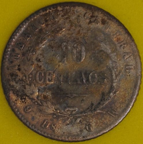1887 Costa Rica 10 Centavos Fine Details