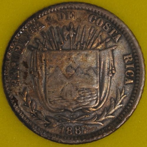 1887 Costa Rica 10 Centavos Fine Details