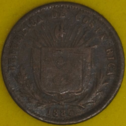 1887GW Costa Rica 5 Centavos VF #2