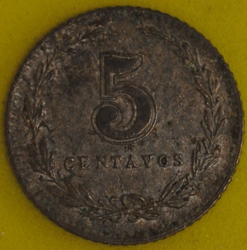 1899 Argentina 5 Centavos VF+