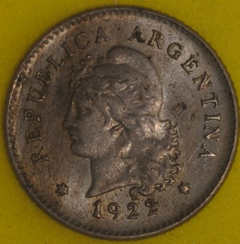 1922 Argentina 10 Centavos XF