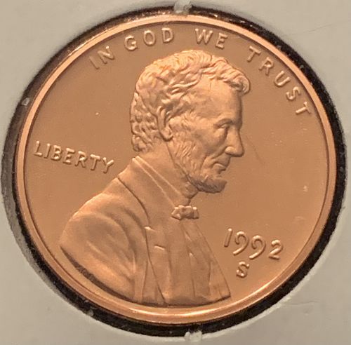 1992 S PROOF LINCOLN 1 CENT BIN 4.75
