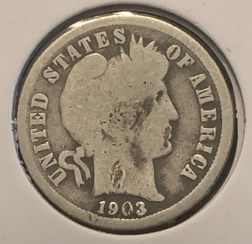 1903 O BARBER DIME DAMAGE BENT FILLER COIN SELLING BELOW GREY SHEET BIN 3.00