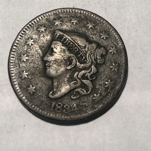 1834-P Coronet Liberty Head Large Cent Large 8 - Large Stars - Med Letters - F (Fine)
