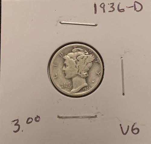 1936 D MERCURY VG COND SELLING BELOW GREY SHEET BIN 3.00
