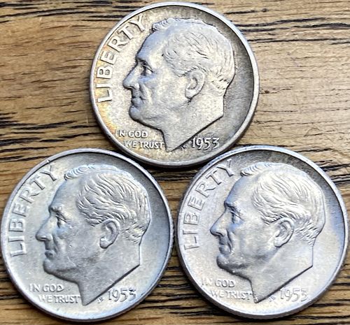 1953 P/D/S 3 coin lot set break