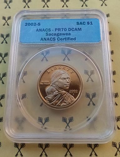 2002-S Sacagawea Dollar ANACS PERFECT PR 70 Deep Cameo with FREE 1/2 GOLDBACK*