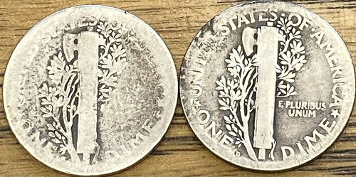 1918S and D mercury dime 2 coin lot one price lot 18SD